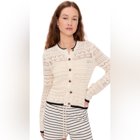 NEW La Ligne Mallory Cardigan. Cream/Black. S. NWT. - Picture 2 of 9